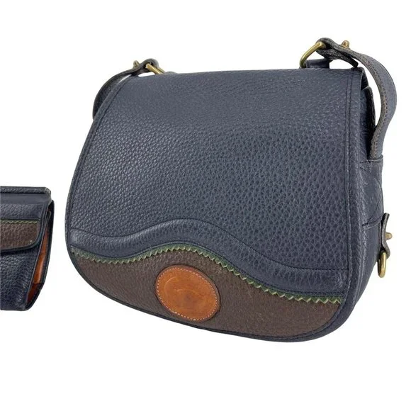 Dooney & Bourke Vintage Saddle Crossbody Blue Green Purse + Kisslock Wallet - Picture 2 of 15